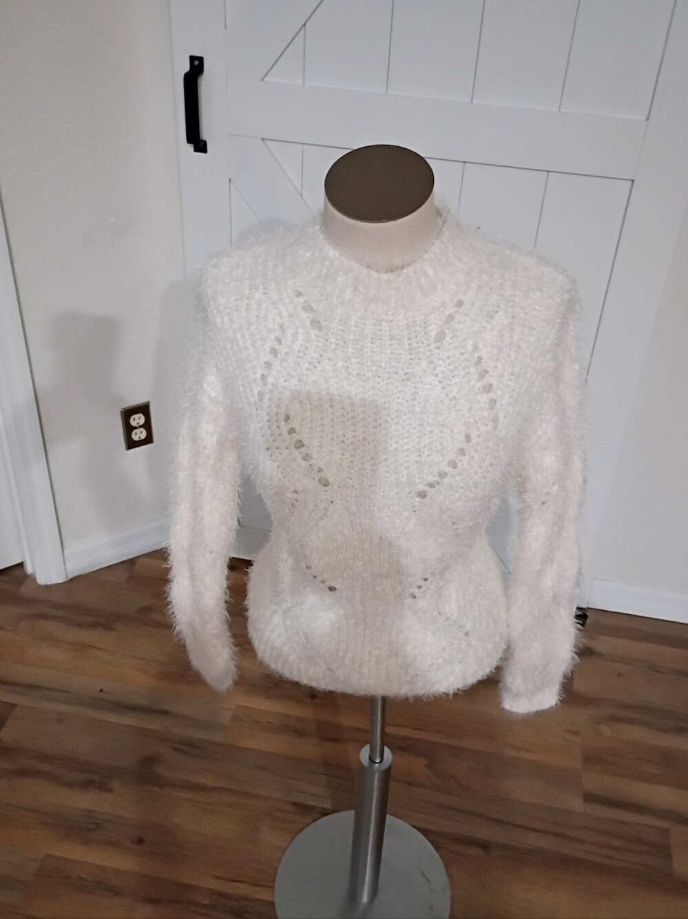 Freshman Soft White Fuzzy Mock Turtleneck Sweater. NWT!
